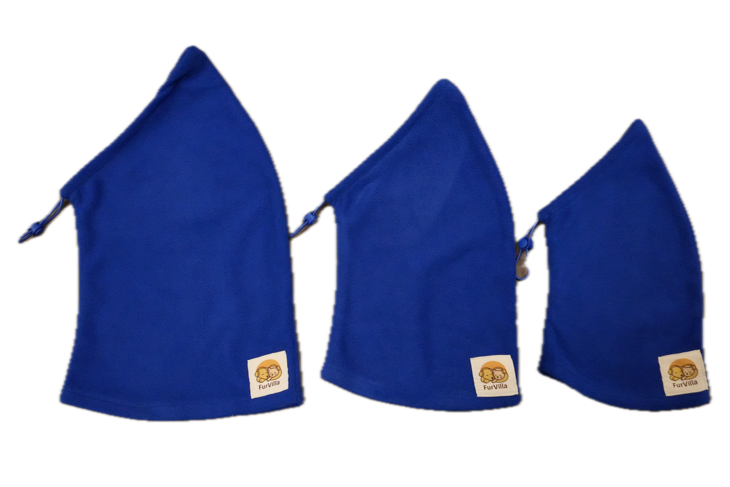 3 sizes of the FurVilla Hoodie for Pets